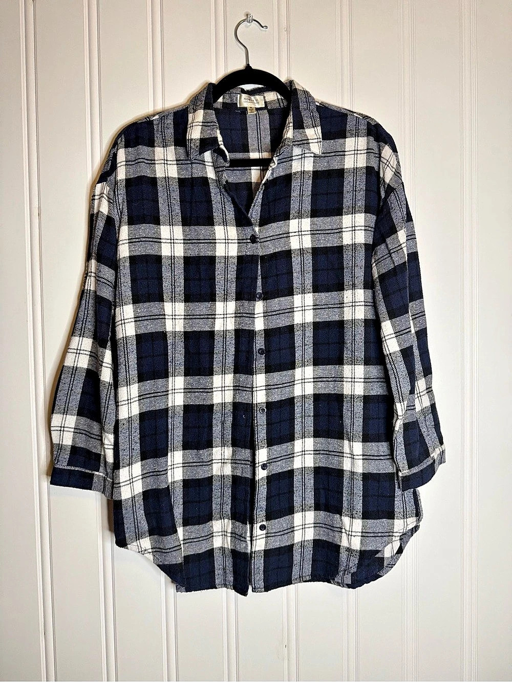 Noble U Plaid Button Down Shirt in Blue & White Like New